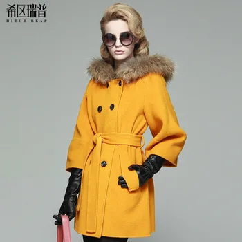 Двустороннее твидовое пальто из 90% шерсти, шерстяной воротник, Корейское свободное короткое пальто с капюшоном