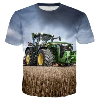Американский сельскохозяйственный трактор, летняя мужская и женская повседневная одежда с 3D-печатью, индивидуальность, рубашка в стиле хип-хоп с короткими рукавами и круглым вырезом, топ