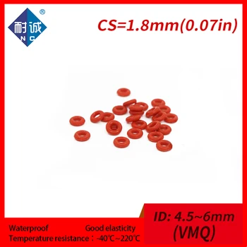 5 шт./лот Силиконовая резина oring Red VMQ CS 1,8 мм ID4.5/4.87/5/5.15/5.3/5.6/ прокладка 6 мм Силиконовая Oring водонепроницаемый силикагель