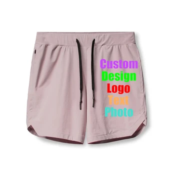 Мужские шорты однослойные быстросохнущие однотонные для бега, фитнеса, спорта, повседневные, с карманом на молнии, с логотипом на заказ