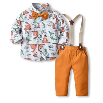 Детская одежда, детская одежда, весенне-осенний костюм, детские штаны с длинными рукавами для мальчиков с мультяшным принтом, комплект детской одежды из двух предметов
