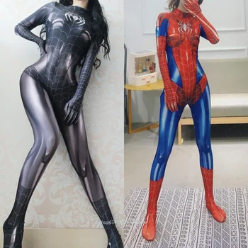 Женский комбинезон Disney с Человеком-пауком, сексуальный костюм для косплея, Молочный шелковый боди для взрослых, подарок супергерою на Хэллоуин, Карнавал, вечеринку.