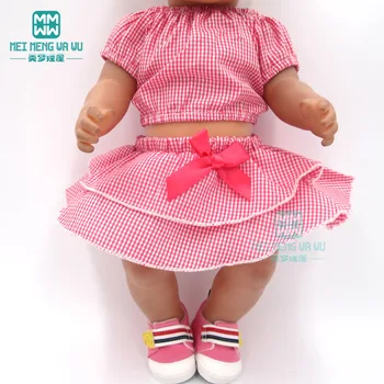 Кукольная одежда для новорожденной куклы 43 см и американской куклы повседневная клетчатая юбка винно-красного, розового, синего, черного цвета