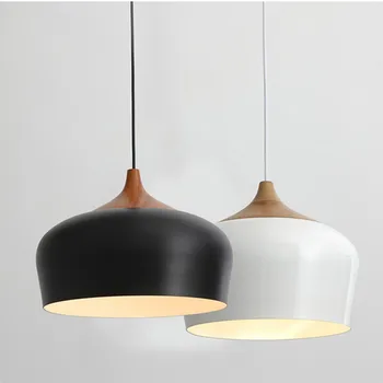 Современные подвесные светильники из скандинавского дерева, простые лампы, минималистичное подвесное освещение LED E27 для кухни, столовой, спальни, Потолочная люстра