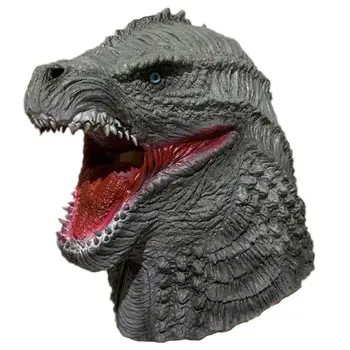Маска монстра динозавра, латексный головной убор животного, мультяшная маска для лица, реквизит для фильмов и телевидения на Хэллоуин, серая маска