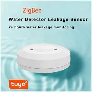 Новый детектор утечки воды ZigBee 3.0 Tuya Датчик наводнения Сигнализация о переполнении резервуара для воды Приложение Smart Life Удаленный мониторинг