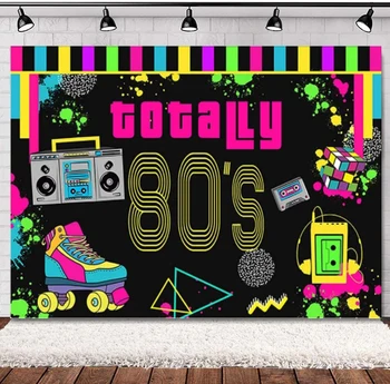 Фон для тематической вечеринки в стиле ретро 80-х, винтажный баннер для вечеринки по случаю Дня рождения, неоновое свечение, граффити, фон для фотосъемки