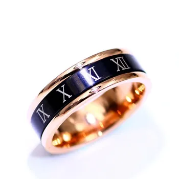 Новое простое кольцо 2020 года, Титановая сталь, розовое золото, черное кольцо с римской цифрой, кристалл от Swarovskis, кольцо для пары, подходящее для свадьбы