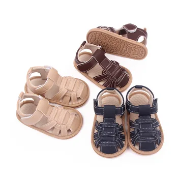 Новая обувь для маленьких мальчиков и девочек, сандалии, летняя противоскользящая резиновая подошва, нескользящая обувь для новорожденных, обувь для кроватки, уличные сандалии