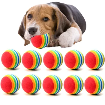 Забавный собачий щенок в радужную полоску, жевательный интерактивный мяч, игрушка для прорезывания зубов, аксессуары для домашних животных, тренировочные мячи, принадлежности