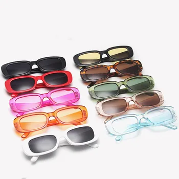 Новая Маленькая Квадратная Оправа, Прозрачные Солнцезащитные очки ярких цветов, Женские Разноцветные Очки в форме Океана, Прямоугольные Модные Очки, женские очки