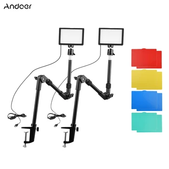 Andoer Складной USB Комплект Видеосвязи 3200 K-5600 K Светодиодные Видеосвязи со Складными Настольными Световыми Подставками для Прямой Трансляции