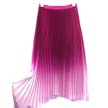 Градиентная плиссированная юбка, женские весенние длинные плиссированные юбки