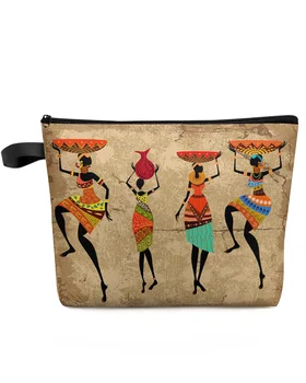 Африканские женщины в этническом стиле, черная Женская косметичка, сумки для путешествий, женские косметические сумки, органайзер для хранения, пенал для карандашей