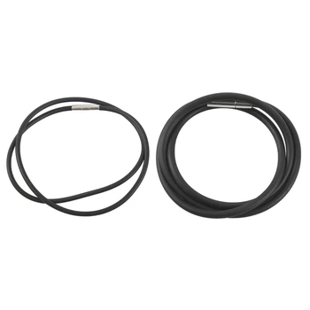 2 шт. Резиновый шнур 3 мм черного цвета с застежкой из нержавеющей стали, 16 дюймов и 18 дюймов