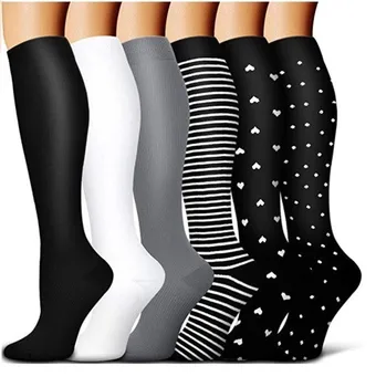 3 пары модных утягивающих чулок для мужчин и женщин, спортивные носки для фитнеса, впитывающие пот, Эластичные компрессионные носки для йоги, велосипедные носки для ног