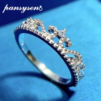 PANSYSEN, роскошные обручальные кольца из стерлингового серебра 925 пробы с Высокоуглеродистым бриллиантом, Обручальное кольцо из белого золота 18 Карат, ювелирный подарок
