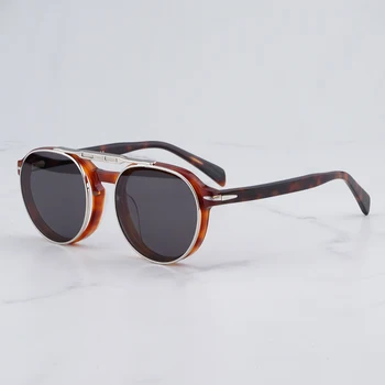 INS Горячий бренд DB1075, Квадратные солнцезащитные очки с магнитной застежкой в виде темной черепахи для мужчин, Ацетатные солнечные очки в уличном стиле, мужские оттенки