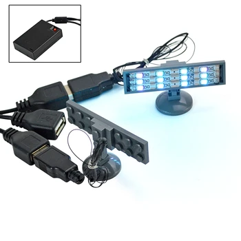 1шт Светодиодный красочный прожектор USB High-Tech Street City Серии Bricks Light Строительные блоки, совместимые с игрушками Leduo