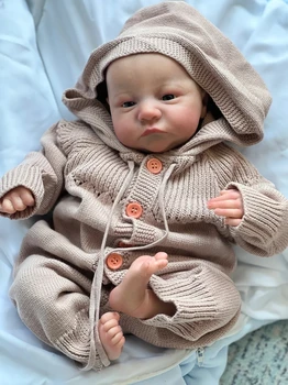 NPK 19-дюймовая уже окрашенная кукла Reborn Baby Doll Levi Awake Размер новорожденного младенца 3D, на коже видны вены, коллекционная художественная кукла