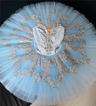 Профессиональная высококачественная балетная пачка для девочек Costom Color, 12 слоев, для выступлений, цвет светло-голубой