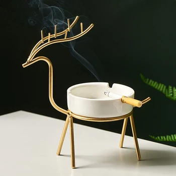 Пепельница с оленем креативный домашний стиль гостиная тренд офисная керамическая простая декоративная пепельница