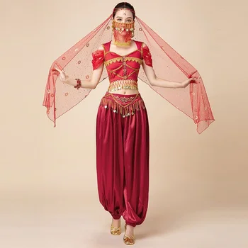 Фестиваль Костюмы Арабской Принцессы Индийский Танец Вышивание Болливудская костюмированная вечеринка Косплей Необычный наряд принцессы
