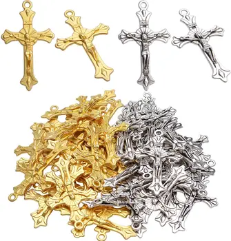 50шт Подвески с крестом-распятием из сплава, подвески с крестом Иисуса мира, подвески для ожерелья 