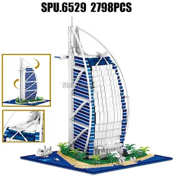 Ql0963 2798шт Всемирно Известный архитектурный отель Дубай Бурдж Аль Араб Строительные Блоки Игрушка