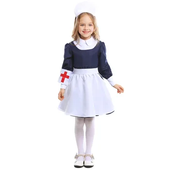 2020 Детская Униформа Медсестры, Платье На Хэллоуин И Игровой Костюм Для Детской Больницы, Косплей Для Девочек, Сине-Белое Платье, Нарядная Вечеринка