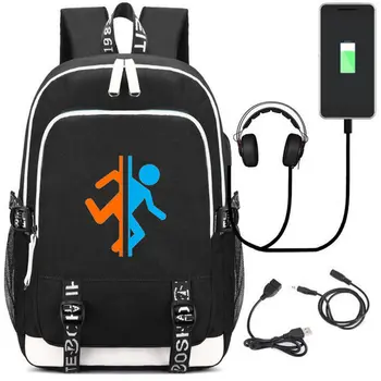 Портал холщовый рюкзак USB Зарядка школьная сумка Мужчины женщины музыка mochila Companion Cube сумка через плечо дорожная сумка для ноутбука bagpack