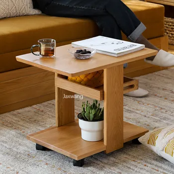 Журнальные столики Nordic Wheels Дубовый съемный японский чайный столик для маленькой квартиры Деревянные квадратные приставные столики для мебели для гостиной