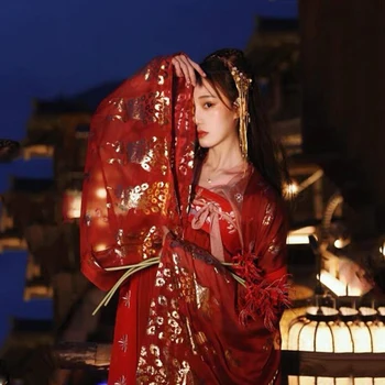 2021, Платье Ханфу, костюм для народных танцев, Китайский Традиционный национальный костюм феи, сценические наряды принцессы Древней династии Хань SL1719