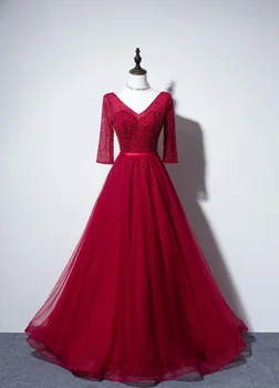 ANGELSBRID Красные элегантные вечерние платья трапециевидной формы с V-образным вырезом, свадебные платья с поясом, богемное свадебное платье с открытой спиной, модное богемное платье.