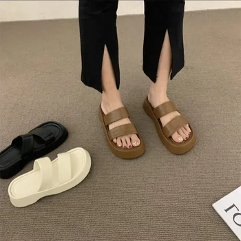 Сандалии, Женская повседневная одежда, Шлепанцы-шлепанцы, женская летняя обувь 2023, маленькие удобные тапочки на толстой подошве Muffin