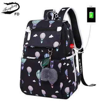 модный школьный рюкзак для девочек подросткового возраста, сумка для книг, милые школьные сумки с рисунком бабочки в виде кота-шарика, женский рюкзак с USB-разъемом