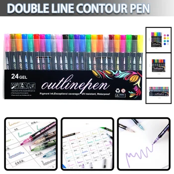 Ручка для контурирования линий с двойной головкой, маркеры для выделения контуров, ручка для создания открыток на день рождения своими руками, художественные канцелярские принадлежности