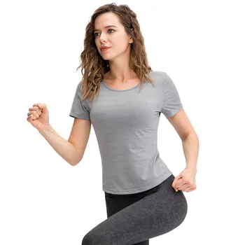 Женский костюм для йоги с коротким рукавом, нейлоновая ледяная дышащая футболка, тренировочный топ, топы для йоги для женщин