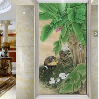 обои на заказ beibehang 3d фреска цветы фазана под банановым деревом картина декоративная роспись прохода обои для гостиной