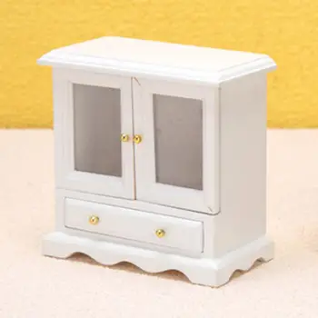 Миниатюрный шкаф для хранения, Прочные березовые поделки 1: 12, украшение сцены кукольного домика, Книжный шкаф, мебель для микро-ландшафта