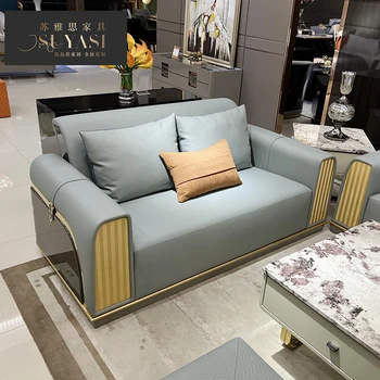 Дизайнерский итальянский роскошный постмодернистский кожаный диван на заказ, гостиная на вилле, большая семья, мебель для всей комнаты, высокого класса