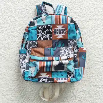 BA0077 оптовая горячая распродажа, новый дизайн, Детская школьная сумка rts, синий рюкзак в клетку с кактусом, школьная сумка для детского сада