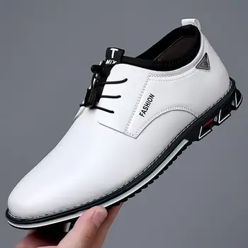 2023 Мужские модельные туфли для мужчин, Оксфорды на шнуровке, Черная кожаная деловая обувь, Удобная Роскошная Мужская обувь, Обувь больших размеров