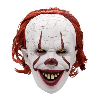 Страшная маска на Хэллоуин, Латексный It-шлем Стивена Кинга, косплей, вечеринка Ужасов, Маска на Все лицо, Карнавальный костюм