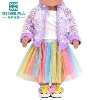 Кукольная одежда для новорожденной куклы 43 см и американской куклы, модная куртка с блестками, балетная юбка, рождественские подарки для девочек