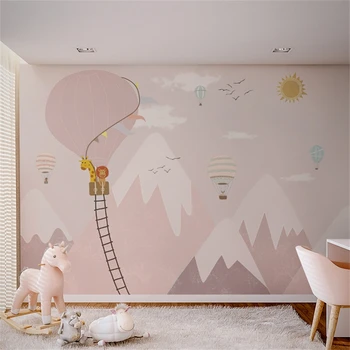 Изготовленные на заказ розовые обои с воздушным шаром для спальни девочек, скандинавские обои для детского сада, 3D обои для детской комнаты, домашний декор
