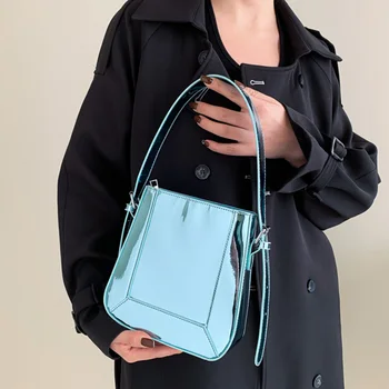 Роскошная Женская сумка через плечо Модные сумки из лакированной кожи, дизайнерская Женская Маленькая Квадратная сумка бренда Lady Armpit Bag Satchel