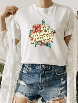 Цветочный прекрасный тренд, милая футболка с принтом 90-х, летняя одежда с коротким рукавом, женская одежда, модная футболка с графическим рисунком, футболка с круглым вырезом, топ