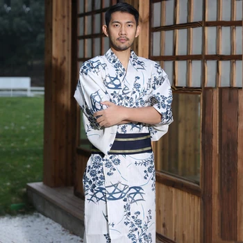 Традиционное японское мужское платье-кимоно, халат Юката, аниме-костюм Самурая для косплея, Кардиган Хаори, пояс, Пижама, Халат, платья