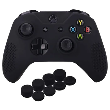 Шипованный Силиконовый чехол Skin Case для Microsoft Xbox One X и Xbox One S Controller x 1 с профессиональными ручками для большого пальца, 8 штук (черный)